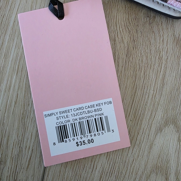 NWT Juicy Couture Simply Sweet Card Case Key Fob Dk Brown Pink - Picture 4 of 4